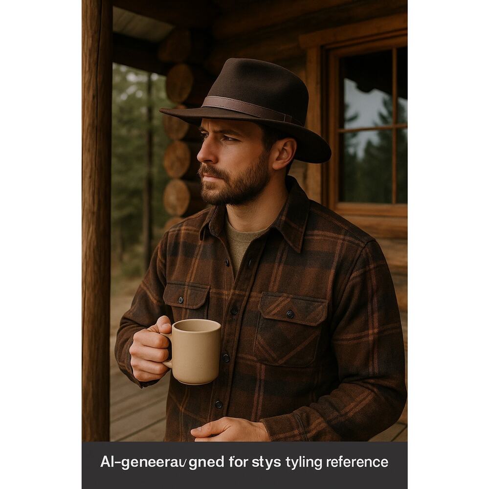 Pendleton Wool Felt Safari Fedora Hat Brown Leather Band Outback Style Medium...